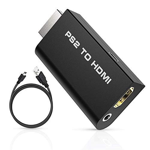 Rybozen PS2 to HDMI Converter Adapter, PS2 to HDMI Video Converter with 3.5mm Audio Output Cable for HDTV HDMI Monitor AV to HDMI Signal Transfer Adapter, Supports All Playstation 2 Display Modes