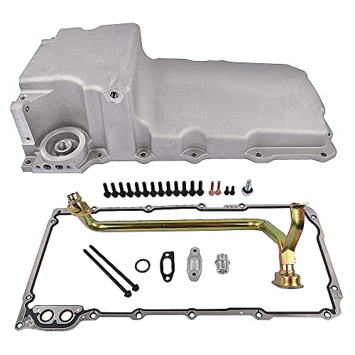 NEWZQ 302-1 LS Swap Retrofit Aluminum Oil Pan LS1 LS2 LS3 LS6 Rear Sump, Pick Up, Gasket Compatible with GM LS Retro 81074