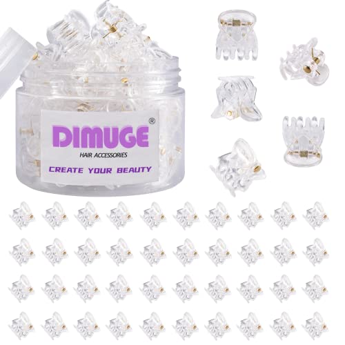 DIMUGE 45 pcs Clear Micro Mini Hair Clips for Women Thin to Thick Hair, 1/2 Inch Tiny Hair Claw Clips Girls Holder Hair Back, Bangs Clamp, Durable Strong Grip Non-slip Small Hair Clips.