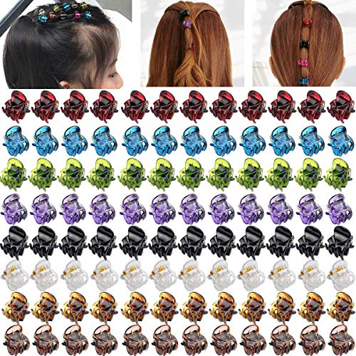 96pcs Acrylic Tiny Hair Claw Pin Clamps Mini Hair Clips for Baby Girls,Toddlers and Women(8 colors *12)