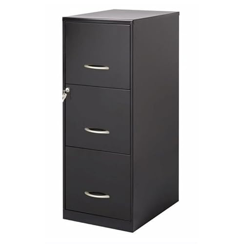 BOWERY HILL Modern 3 Drawer Metal Letter File Cabinet in Black