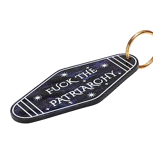 ASVP Shop Fuck The Patriarchy Feminist Keychain, Motel Keychain, Retro Keychain, Women Empowerment (Galaxy)