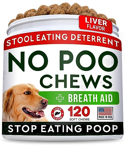 STRELLALAB No Poo Treats for Dogs - Coprophagia Stool Eating Deterrent - No Poop Eating for Dogs - Digestive Enzymes - Gut Health & Immune Support - Stop Eating Poop - Chicken Liver Flavor 120 Chews