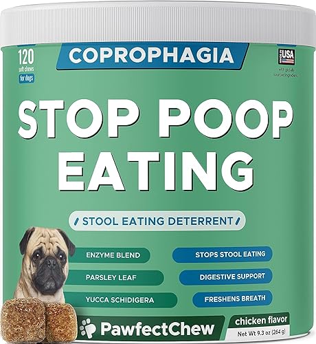 No Poop Eating for Dogs - Stop and Prevent Coprophagia - Dog Poop Eating Deterrent & Prevention - Digestive Enzymes + Probiotics for Gut Health - Breath Freshener - 120 Chews
