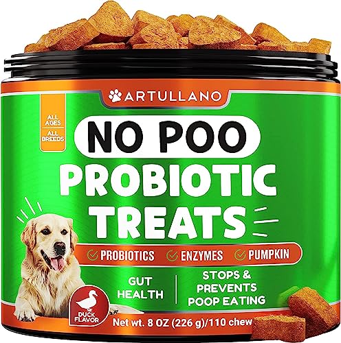 No Poo Treats - Coprophagia Deterrent for Dogs - Prevent Dog from Eating Poop - Stop Eating Poop for Dogs, Stool Eating Deterrent - Probiotics & Digestive Enzymes - Forbid for Dogs Chews - Made in USA