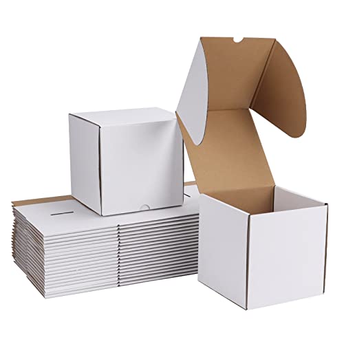 ZBEIVAN 6x6x6 White Shipping Boxes Set of 20, Corrugated Cardboard Mailer Boxes for Packaging Small Business Mailing Gifts