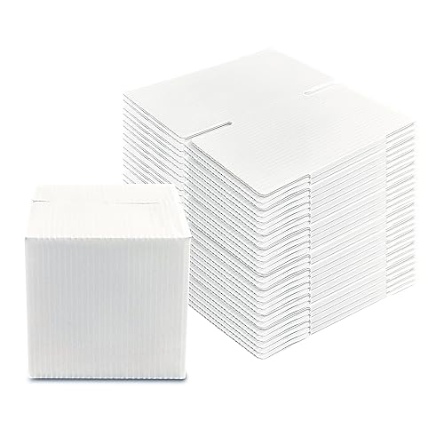 UUKING 6x6x6 Shipping Boxes Set of 25, White Small Plastic Box for Moving, Mailing, Packing, Business and DIY Gift Boxes for Presents