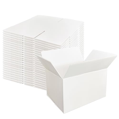 Ahasolid 8x6x6 Shipping boxes 25 Pack, Small Shipping Boxes for Small Business, Waterproof Plastic White Cardboard Boxes for Mailing, Packaging, Gift, Easy Assembly