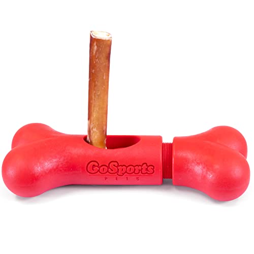 GoSports Chew Champ Bully Stick Holder for Dogs - Securely Holds Bully Sticks to Help Prevent Choking, Red - 8 Inch Size