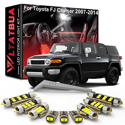 LED Interior Light Kit Package Replacement for Toyota FJ Cruiser 2007 2008 2009 2010 2011 2012 2013 2014, Super Bright 6000K White License Plate Bulbs + Install Tool