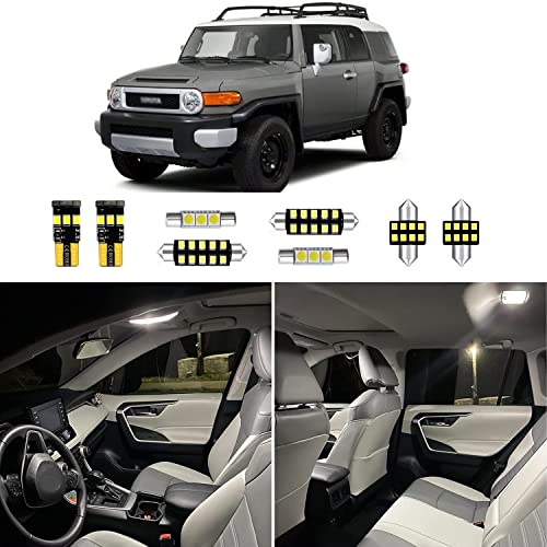 8pcs FJ CRUISER Interior LED Lights Replacement for 2007 2008 2009 2010 2011 2012 2013 2014 Toyota FJ CRUISER 6000K Super Bright White interior LED bulbs package + Installation Tool