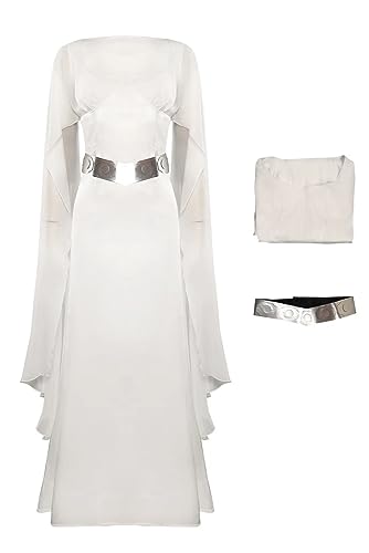 Heodols Princess Leia Costume Dress Adult Women Leia Organa Cosplay Tunic Robe Belt Halloween Outfit