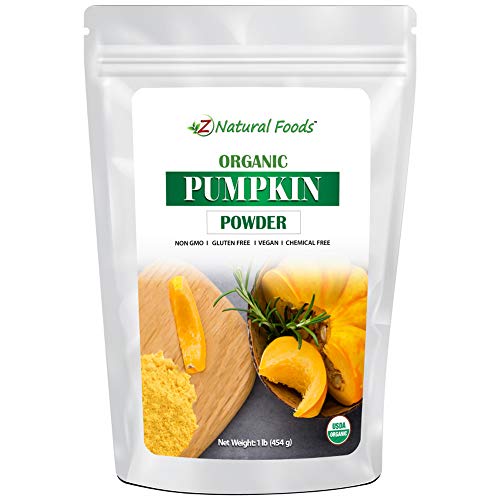 Z Natural Foods Organic Pumpkin Powder - Make Delicious Pumpkin Spice Lattes Coffee - Plant Based Superfood Supplement For Cooking Baking Recipes - Raw, Vegan, Non GMO, Gluten Free, Kosher - 1 lb Size