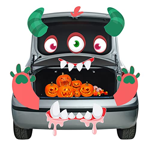 Motiloo Halloween Monster Face Decorations,Trunk or Treat Car Decorations Kit Halloween Outdoor Garage Archway Car SUV Party Decor (Monster Garage Stickers)