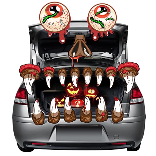Halloween Trunk or Treat, Large Halloween Car Decorations kit, Monster Face Decor for SUV and Truck Car Sticker, for Garage Door Decor, Party Supplies for Outdoor