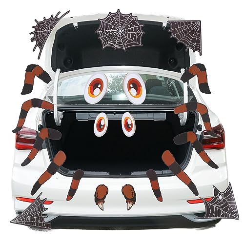 Trunk or Treat Car Decorations Kit, Halloween Spider Decorations for Car & SUV, Outside Garage Archway Door Haunted House Car Stickers Home Party Supplies (Small Spider)