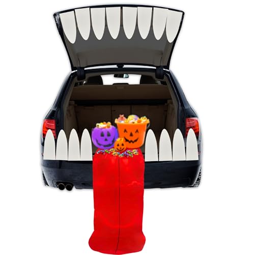 4E's Novelty Monster Trunk or Treat Car Decoration Kit - Trunk or Treat Kit for Car & SUV, Outdoor Halloween Garage Door Decorations (Huge Tongue Monster)
