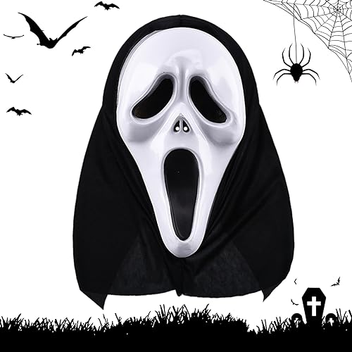 HPPBLLO 3D Halloween Scream Mask Ghost Face Mask, Full Face Mask Scream Ghostface Mask Grim Monolithic Scary Face Ghost Festival Screaming Skull Mask (Ghostface 1PCS)