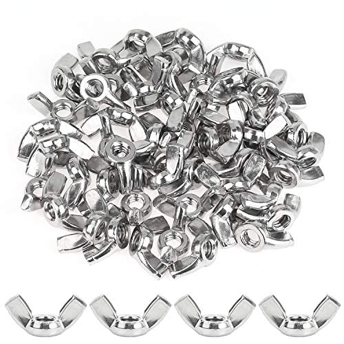 Powlankou 50 Pieces 1/4"-20 Stainless Wing Nut, Stainless Steel (304) 18-8 Wing Nut