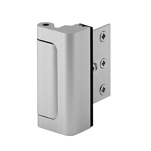 Defender Security U 10827 Door Reinforcement Lock  Add Extra, High Security to your Home and Prevent Unauthorized Entry  3 In. Stop, Aluminum Construction, Satin Nickel (Single Pack)