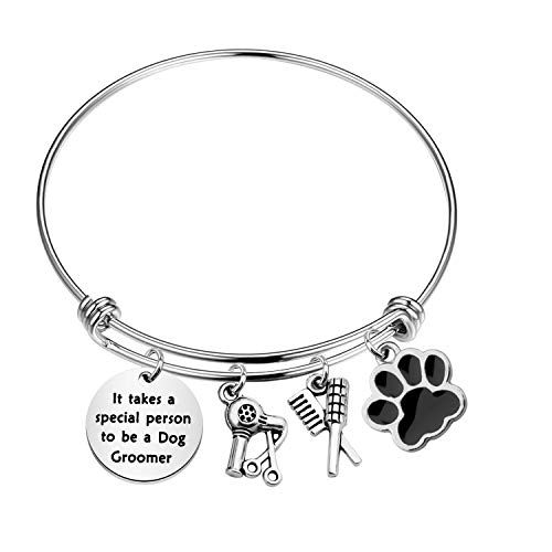 FOTAP Dog Groomer Gift Pet Groomer Gift Pet Groomer bracelet Paw Print Charm Bracelet Dog Stylist Bangle Gift for pet groomer (dog Groomer bracelet)