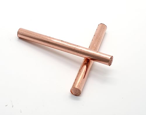 KOLAMOON 2PCS Diameter 10mm 99.9% Pure Copper Round Rod Solid Copper Rod Bare Copper Cu Metal Rod for Metal DIY Craft Hobbies Length 100mm