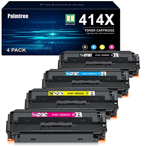 414X Toner Cartridges 4 Pack High Yield (with Chip) Replacement for HP 414X W2020X 414A Toner Cartridges Work for HP Color Laserjet Pro MFP M479fdw M454dw M479fdn M454dn (Black Cyan Magenta Yellow)