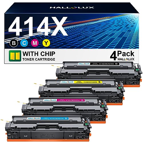 HALLOLUX 414X 414A Toner Cartridges 4 Pack High Yield Replacement for HP 414X 414A Compatible with Color Laserjet Pro MFP M479fdw M454dw Enterprise M480f M455dn (414X 4Pack,with Chip)