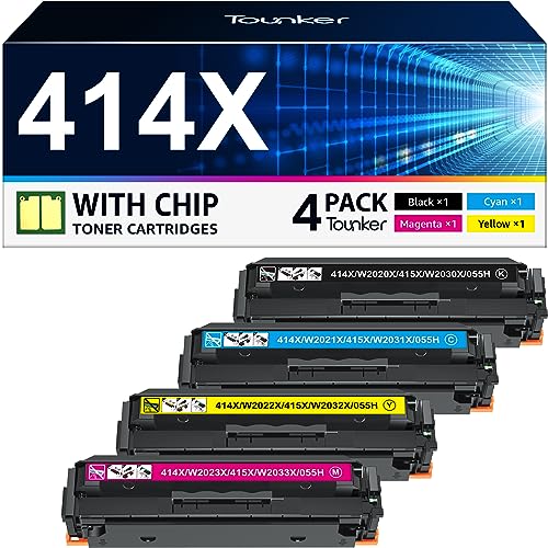 (with Chip) 414X Toner Cartridges 4 Pack High Yield Replacement for HP 414X W2020X 414A toner Work for HP Color LaserJet Pro MFP M479fdw M479fdn M454dw M454dn M480f Printer (Black Cyan Yellow Magenta)