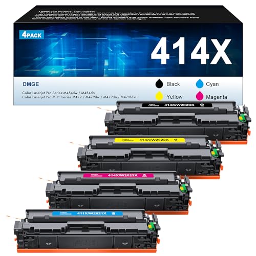 414A 414X Toner Cartridges High Yield 4 Pack W2020X - Compatible Replacement for HP Color Laserjet Pro MFP M479fdw MFP M479fdn, Color Laserj Enterprise MFP M454dw M454dn M480f