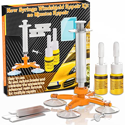 New Windshield Crack Repair Kit, Upgraded Windshield Repair Kit, Automotive Glass Repair Kit Windshield with Syringe Thrusters, Windshield Repair Kit for Chips and Cracks,Star-Shaped Crack