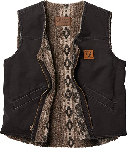 Legendary Whitetails Men's Standard Stockyards Cooper Berber Lined Zip Front Canvas Vest, Black, Medium