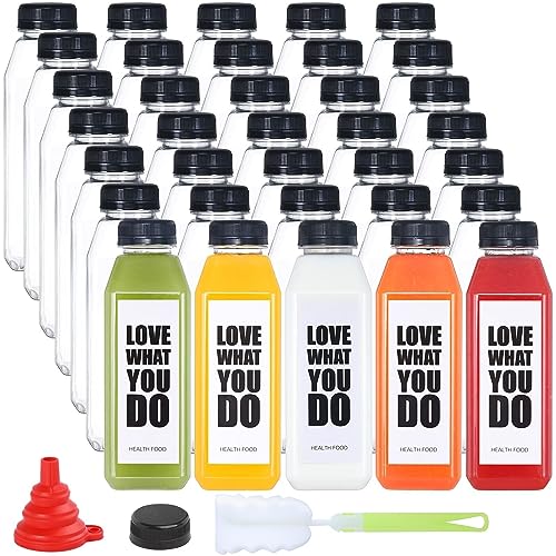 Fhxtcygj 35pcs 16oz Plastic Bottles with Caps, Reusable Plastic Juice Bottles with Caps Leak Proof Empty Juicing Bottles Juice Container for Juicing Smoothie Drinking Beverage