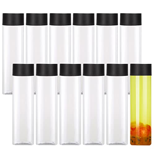 12 Pack 16 Oz Round Plastic Bottles with Caps ,Juice Containers With Lids For Smoothie Bottle, Juice Bottles with Lids, Juicing Milk and Other Beverages,Suitable for weddings, birthday parties, etc