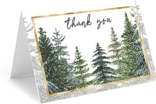Red Door inspirations Winter Tree Thank You Card, Includes 25 cards and envelopes - Versatile card could be used for Christmas Thank You notes, Baby Shower thank you card, or Wedding appreciation (Winter Tree Thank You)