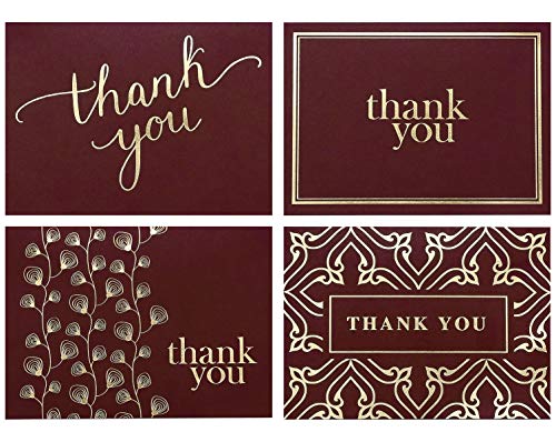 100 Red Thank You Cards With Envelopes Bulk - Blank Thank You Card Baby Shower, Bridal Shower, Graduation 2023, Halloween, Christmas - Perfect Thank You Notes & Wedding Thank You Cards With Envelopes