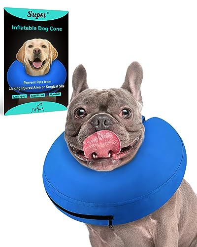 Supet Inflatable Dog Cone Collar Alternative After Surgery, Dog Neck Donut Collar Recovery E Collar to Stop Licking, Soft Dog Cone for Small Medium Large Dogs