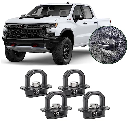 Phamyor Aluminum Tie Down Anchors Truck Bed Side Wall Anchor fit for 2007-2023 Chevy Silverado/GMC Sierra, 2015-2023 Chevy Colorado/GMC Canyon, Truck Bed Cargo Hooks, DZ97903, Black, 4pcs