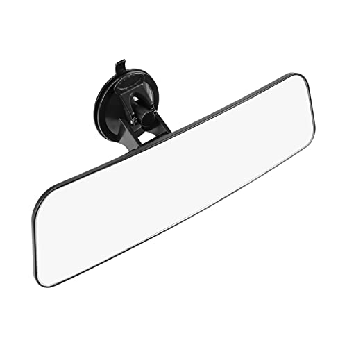12" Large Convex Rear View Mirror, Suction Cup Anti-Glare Rearview Mirror White Mirror with Panoramic Wide Angle Mounted on Windshield for RV Marine Auto Boat Truck SUV Van