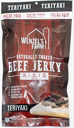 Wenzel's Farm Teriyaki Beef Jerky 10 oz. | Value Pack | Naturally Smoked | No MSG, Fillers, Binders, Artificial Colors | Gluten Free