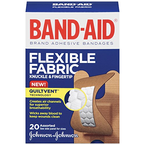 Band-Aid Brand Adhesive Bandages Flexible Fabric, Knuckle and Fingertip, 20 Count