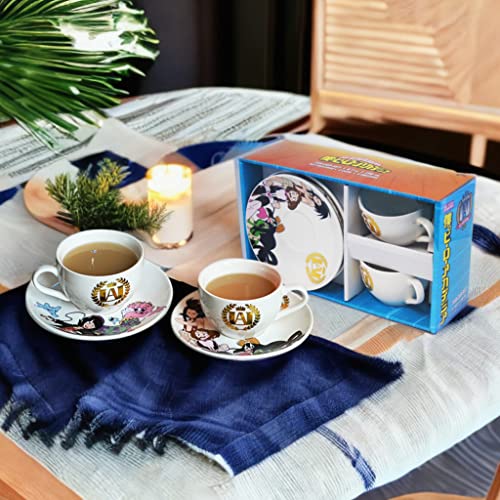 JUST FUNKY My Hero Academia Tea Cup Set of 2-6 Oz Tea Cup Set Featuring Class 1-A Saucer D - Great for Home Decor and Anime Collection | Official Licesed