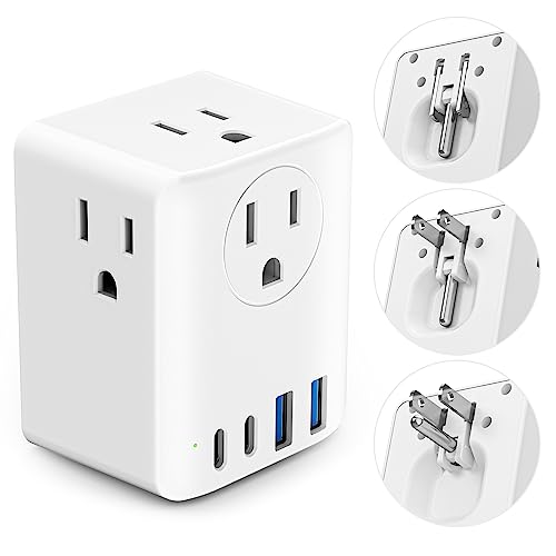 Cruise Approved Power Strip, 2 Prong to 3 Prong Outlet Adapter, Foldable Plug Outlet Extender with 4 Outlets 4 USB Ports(2 USB C), Non Surge Protector for Cruise Ship Travel Essentials