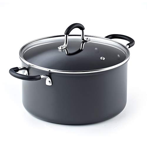 Cook N Home Casserole Dutch Oven Stockpot With Lid Professional Hard Anodized Nonstick 6-Quart , Oven Safe - with Stay-Cool Handles, black