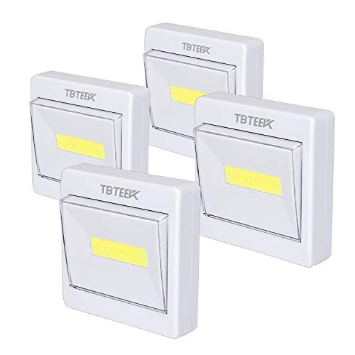 TBTeek Closet Light, Super Bright, Battery Operated, Stick Anywhere, 200 LM Cob Led Lamp, Light Switch Nightlight, Tap Lights for Closet, Shed, Attic, Emergency (4 Pack)