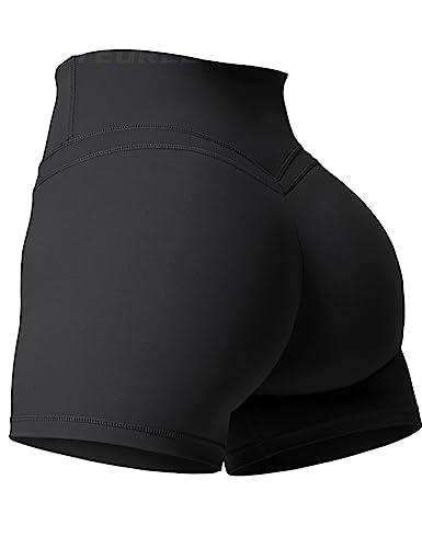 YEOREO Buttery Workout Shorts for Women High Waist Running Biker Shorts Spandex Scrunch Gym Yoga Shorts Black S