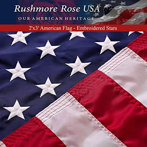 2x3 American Flag for Outside |Made in USA Flag, Heavy Duty American Flag with Embroidered Stars and Sewn Stripes American Flags for Outdoor High Wind- All Weather US Flags Heavy Duty