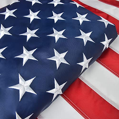 American Flag 2x3 FT, US Flag Made in USA High Wind with Embroidered Stars, Sewn Stripes, Brass Grommets, Durable USA Flag Outdoor Outside