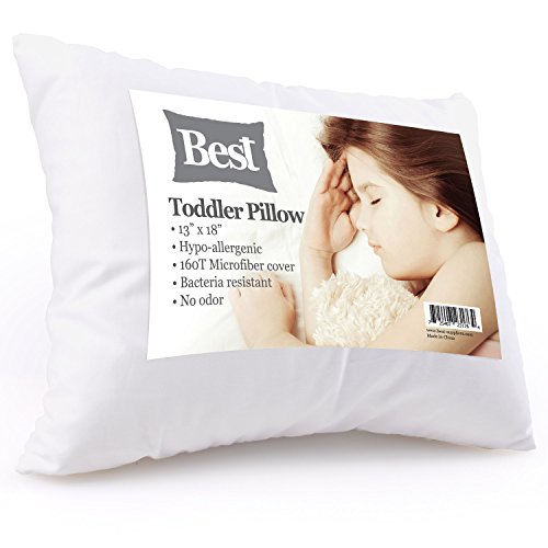 Best Toddler Pillow (INCREDIBY Soft - 100% Hypoallergenic) No Pillowcase Needed! Allergy Free - White Microfiber Finish 13x18 - Provides Great Back & Neck Support for Any Toddler, Kid, or Child