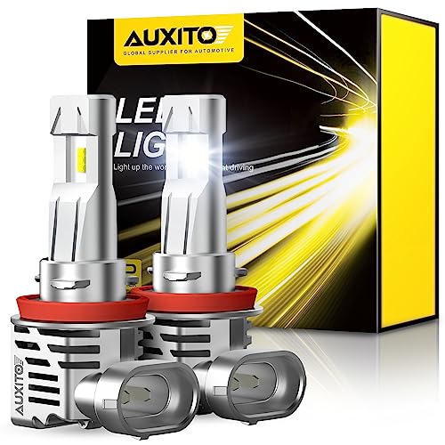 AUXITO H11/H8/H9 LED Bulb, High Brightness, 6500K Cool White, Direct Installation Light Bulbs Plug and Play, Pack of 2